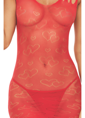 Robe résille fantaisie coeur rouge - REN7109-RED